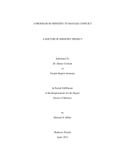 A PROGRAM OF MINISTRY TO MANAGE CONFLICT