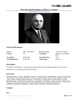 The Life and Presidency of Harry Truman