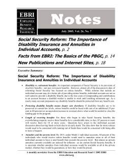 Social Security Reform: The Importance of Disability Insurance and