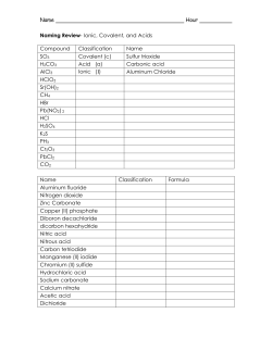 Name Hour Naming Review- Ionic, Covalent, and Acids Compound