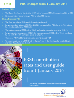 PRSI contribution rates and user guide from 1 January 2016