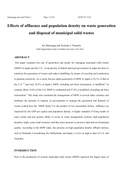 Effects of affluence and population density on waste generation and