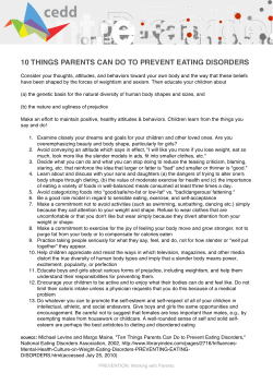 10 things parents can do to prevent eating disorders