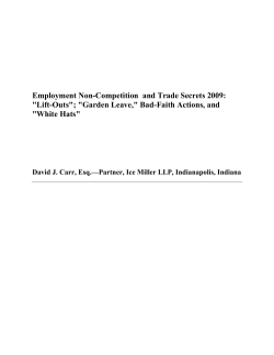 Employment Non-Competition and Trade Secrets 2009: "Lift