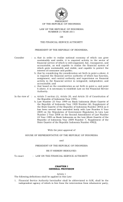 21 of 2011 on Financial Service Authority (MoF)