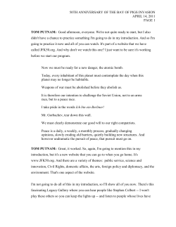 50TH ANNIVERSARY OF THE BAY OF PIGS INVASION APRIL 14, 2011 PAGE 1
