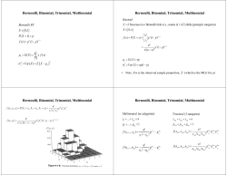 Bernoulli, Binomial, Trinomial, Multinomial Bernoulli, Binomial