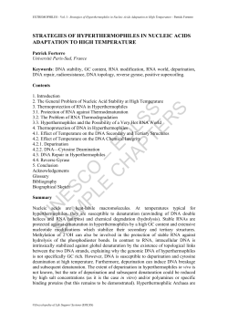 Strategies of Hyperthermophiles in Nucleic Acids