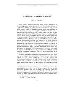 LITTLE ROCK AND THE LEGACY OF BROWN DAVID A