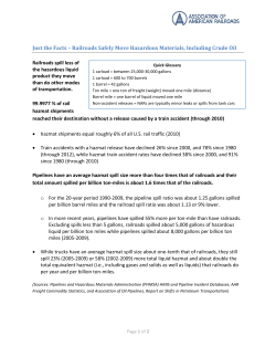 Just the Facts &ndash; Railroads Safely Move Hazardous Materials