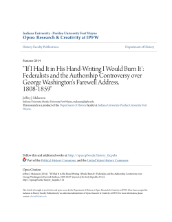 "`If I Had It in His Hand-Writing I Would Burn It`: Federalists and the