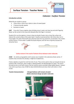 Surface Tension - Teacher Notes File