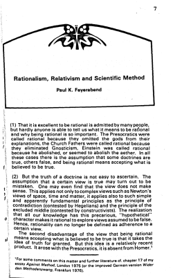 Rationalism, Relativism and Scientific Method