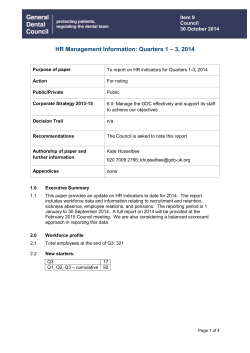 HR Management Information: Quarters 1 &ndash; 3, 2014 Item