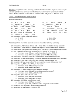 Spring Final Exam Review 2016