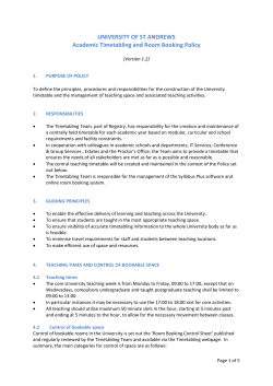 Academic Timetabling and Room Booking Policy