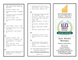 The Alex Award - Plainsboro Public Library