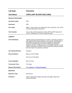 Lab Dept: Chemistry Test Name: CAPILLARY BLOOD GAS (CBG)
