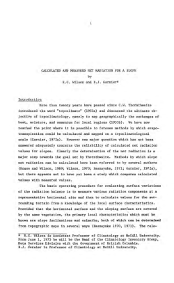 Calculated and Measured Net Radiation for a Slope
