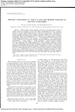 Primary consumer (delta 13 C) and (delta 15 N) and the trophic