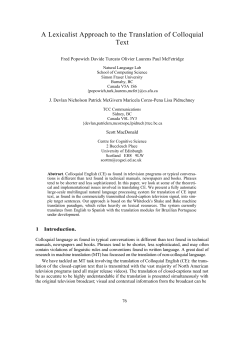A lexicalist approach to the translation of colloquial text