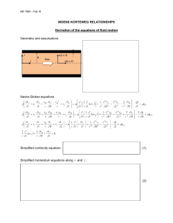 MOENS KORTEWEG RELATIONSHIPS Derivation of the equations