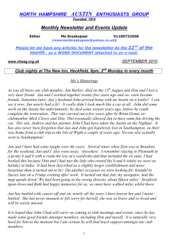 Monthly Newsletter and Events Update