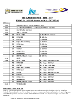 IRC R2 Race Programme - Competitors