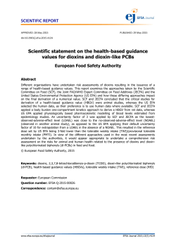 Scientific statement on the health-based guidance value for dioxins