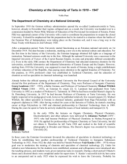 Chemistry at the University of Tartu in 1919 &ndash; 1947