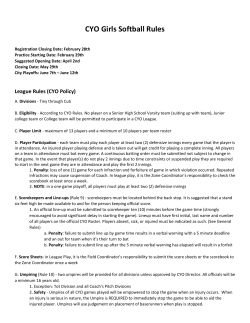 CYO Girls Softball Rules