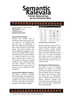 Linking Cultural Heritage Kalevala, the national epic of Finland, has