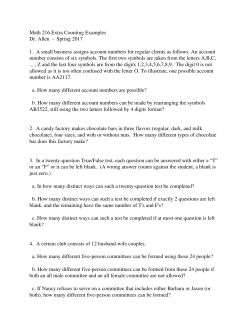 Math 216 Additional Counting Problems