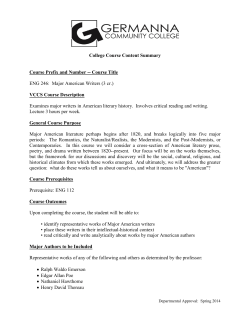 College Course Content Summary Course Prefix and Number