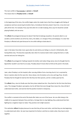 The Outsiders Sample Conflict Answer The main conflict of The