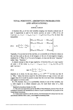 TOTAL POSITIVITY, ABSORPTION PROBABILITIES AND