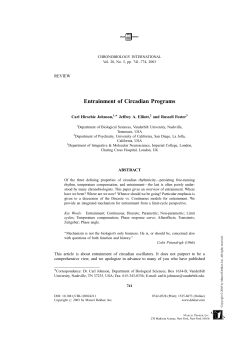 Entrainment of Circadian Programs - Vanderbilt College of Arts and