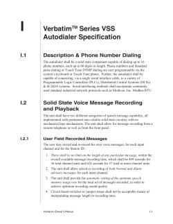 I VerbatimTM Series VSS Autodialer Specification
