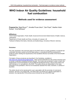 Technical paper on evidence review methods
