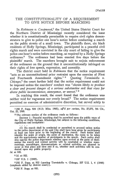 Constitutionality of a Requirement to Give Notice Before Marching