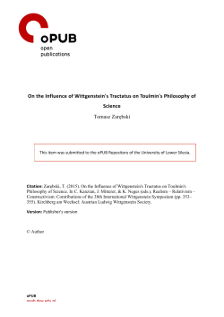 On the Influence of Wittgenstein`s Tractatus on Toulmin`s