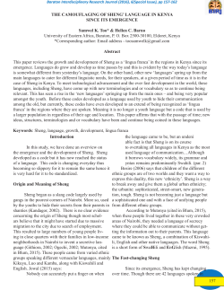 THE CAMOUFLAGING OF SHENG` LANGUAGE IN KENYA SINCE