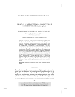 Impact of 10 dietary sterols on growth and reproduction of daphnia