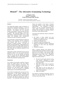 HIsmelt - The Alternative Ironmaking Technology