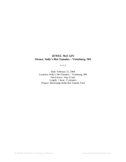 JEWEL McCAIN Owner, Solly`s Hot Tamales &ndash; Vicksburg, MS * * *