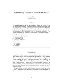 Identifying Theories in the Early Calculus - Philsci