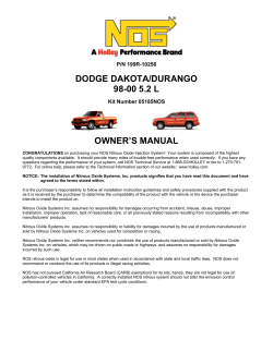 NOS 05185 Nitrous System Installation Instructions