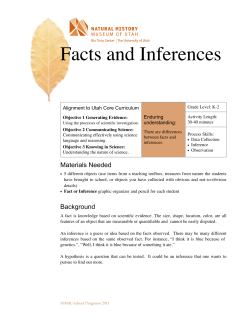 Facts and Inferences K-2 - Natural History Museum of Utah