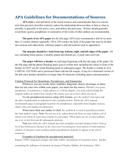 APA Guidelines for Documentations of Sources