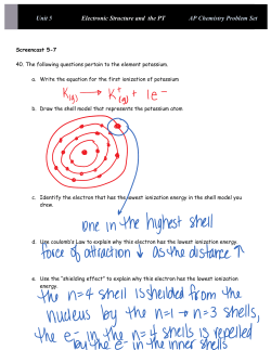 Unit 5 Electronic Structure and the PT AP Chemistry Problem Set